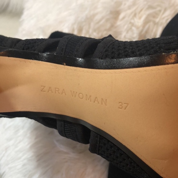 Zara Black Stretch Sandals with Wrap Ankle Strap size 6.5 - Picture 12 of 12